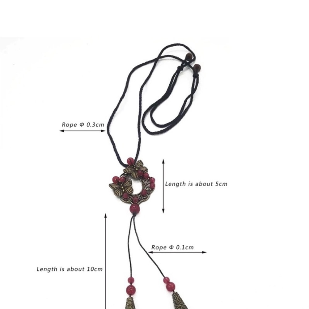 Long Ethnic necklace women's Copper Bowknot Vintage style necklace - Picture 6 of 6